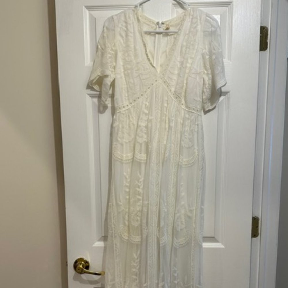 Pink Blush - White Maternity Dress